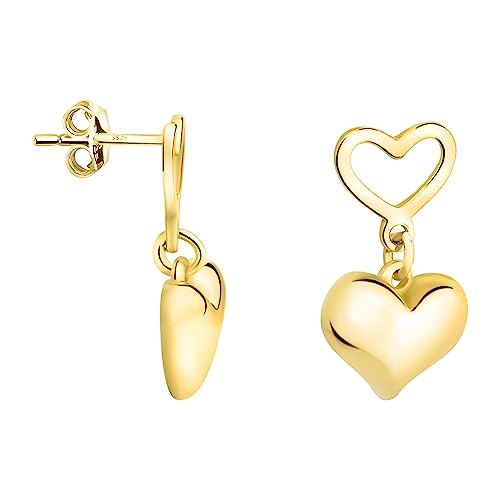 SOFIA MILANI - Damen Ohrringe 925 Silber - vergoldet/golden - Doppeltes Herz Ohrhänger - E2067 von Sofia Milani