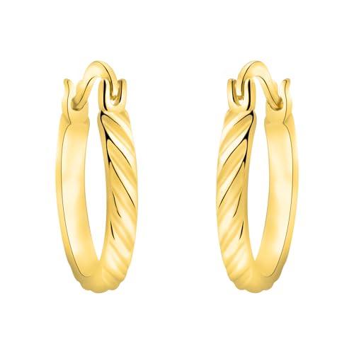 SOFIA MILANI - Damen Ohrringe 925 Silber - vergoldet/golden - Geriffelte Creole - E3024 von Sofia Milani