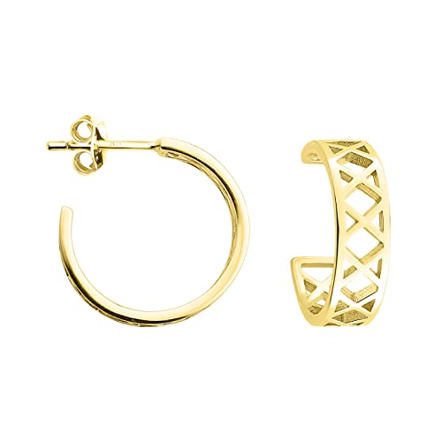 SOFIA MILANI - Damen Ohrringe 925 Silber - vergoldet/golden - Gitter Steck Creole - E1298 SOFIA MILANI - Damen Ohrringe 925 Silber - vergoldet/golden - Gitter Steck Creole - E1298 von Sofia Milani
