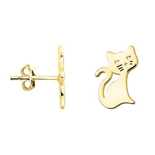 SOFIA MILANI - Damen Ohrringe 925 Silber - vergoldet/golden - Katzen Ohrstecker - E1645 von Sofia Milani