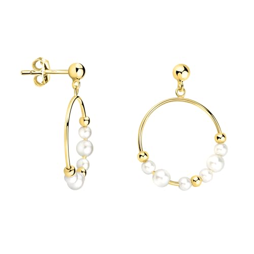 SOFIA MILANI - Damen Ohrringe 925 Silber - vergoldet/golden - Kreis Perlen Ohrhänger - E2357 von Sofia Milani