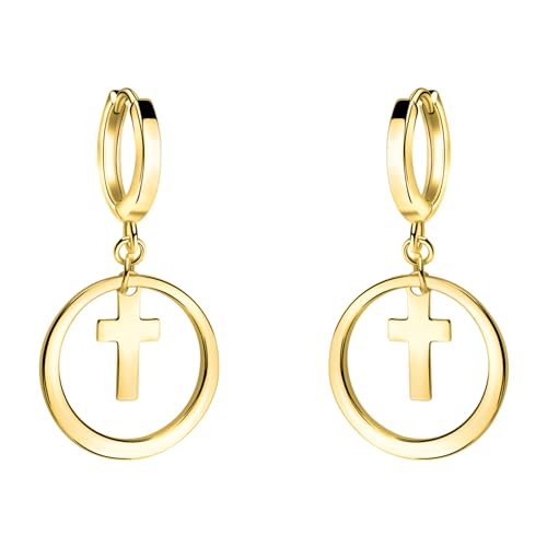 SOFIA MILANI - Damen Ohrringe 925 Silber - vergoldet/golden - Kreuz Kreis Creole - E2367 von Sofia Milani