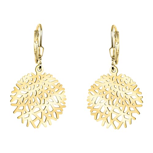 SOFIA MILANI - Damen Ohrringe 925 Silber - vergoldet/golden - Schneeflocken Ohrhänger - E2363 von Sofia Milani