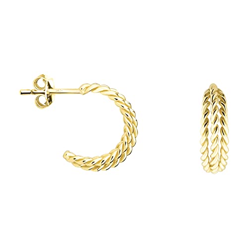 SOFIA MILANI - Damen Ohrringe 925 Silber - vergoldet/golden - Verdrehte Croissant Steck Creolen - E1236 SOFIA MILANI - Damen Ohrringe 925 Silber - vergoldet/golden - Verdrehte Croissant Steck Creolen - E1236 von Sofia Milani