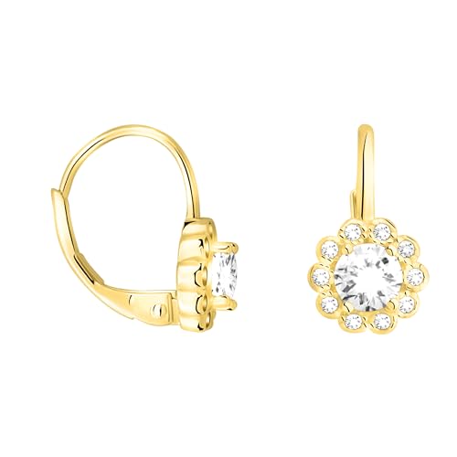 SOFIA MILANI - Damen Ohrringe 925 Silber - vergoldet/golden & mit Zirkonia Steinen - Blumen Ohrhänger - E1617 von Sofia Milani