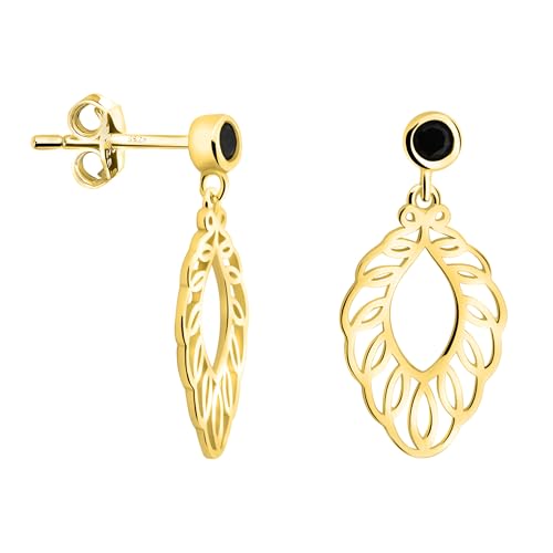 SOFIA MILANI - Damen Ohrringe 925 Silber - vergoldet/golden & mit Zirkonia Steinen - Blumen Ornamenten Ohrhänger - E2909 von Sofia Milani