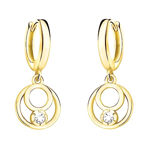 SOFIA MILANI - Damen Ohrringe 925 Silber - vergoldet/golden & mit Zirkonia Steinen - Doppelter Kreis Ohrhänger - E2173 von Sofia Milani