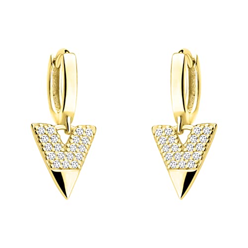 SOFIA MILANI - Damen Ohrringe 925 Silber - vergoldet/golden & mit Zirkonia Steinen - Dreieck Creole - E1641 von Sofia Milani