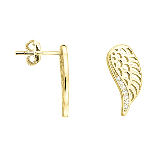 SOFIA MILANI - Damen Ohrringe 925 Silber - vergoldet/golden & mit Zirkonia Steinen - Flügel Engel Ohrstecker - E1852 SOFIA MILANI - Damen Ohrringe 925 Silber - vergoldet/golden & mit Zirkonia Steinen - Flügel Engel Ohrstecker - E1852 von Sofia Milani