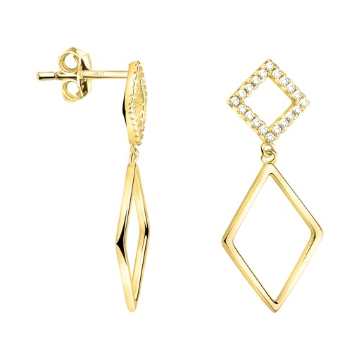 SOFIA MILANI - Damen Ohrringe 925 Silber - vergoldet/golden & mit Zirkonia Steinen - Geometrie Ohrhänger - E2351 von Sofia Milani