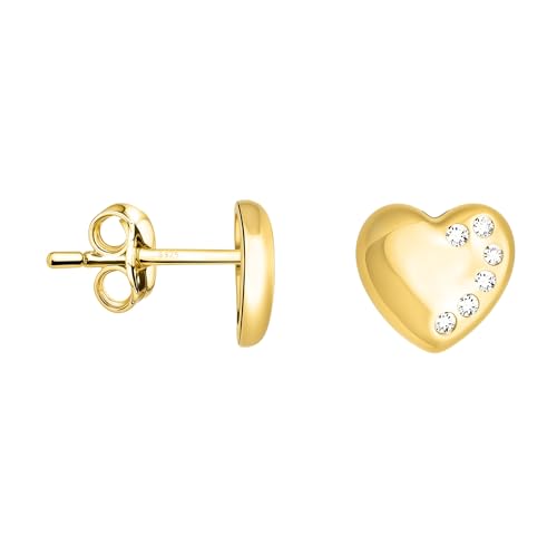 SOFIA MILANI - Damen Ohrringe 925 Silber - vergoldet/golden & mit Zirkonia Steinen - Herzen Ohrstecker - E1569 SOFIA MILANI - Damen Ohrringe 925 Silber - vergoldet/golden & mit Zirkonia Steinen - Herzen Ohrstecker - E1569 von Sofia Milani