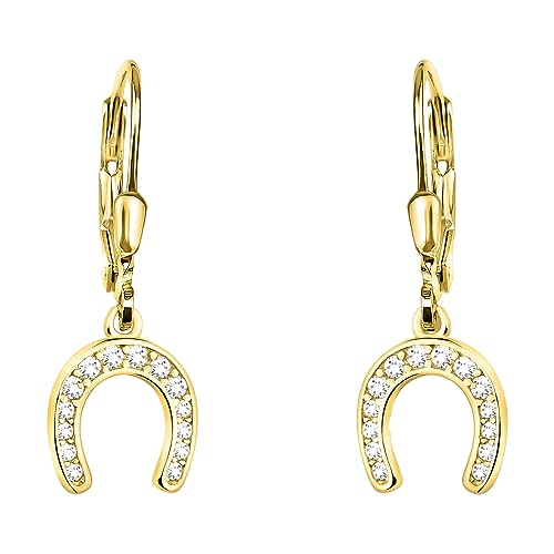 SOFIA MILANI - Damen Ohrringe 925 Silber - vergoldet/golden & mit Zirkonia Steinen - Hufeisen Ohrhänger - E2257 von Sofia Milani