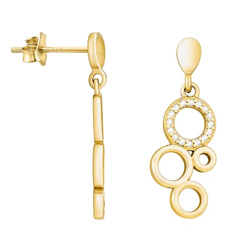 SOFIA MILANI - Damen Ohrringe 925 Silber - vergoldet/golden & mit Zirkonia Steinen - Kreis Ohrhänger - E3089 von Sofia Milani