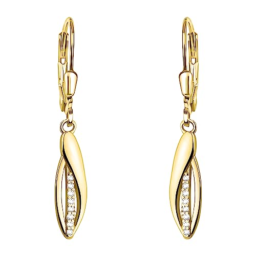 SOFIA MILANI - Damen Ohrringe 925 Silber - vergoldet/golden & mit Zirkonia Steinen - Oval Ohrhänger - E2165 SOFIA MILANI - Damen Ohrringe 925 Silber - vergoldet/golden & mit Zirkonia Steinen - Oval Ohrhänger - E2165 von Sofia Milani