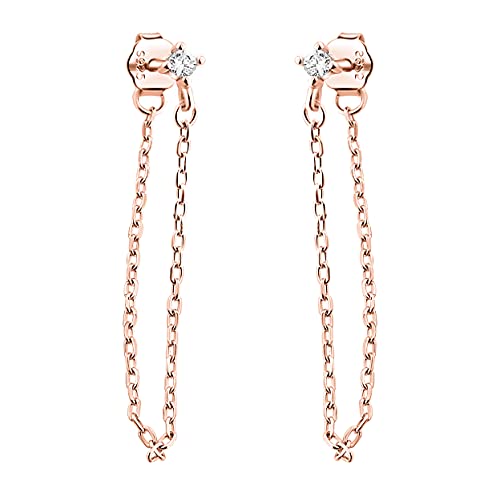 SOFIA MILANI - Damen Ohrringe 925 Silber - vergoldet/rosé golden - mit Zirkonia Steinen - Ketten Ohrhänger - 21098 von Sofia Milani