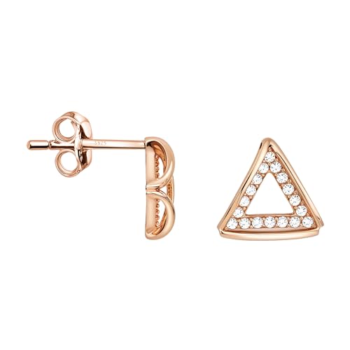 SOFIA MILANI - Damen Ohrringe 925 Silber - vergoldet/golden & mit Zirkonia Steinen - Dreieck Ohrstecker - 20598 von Sofia Milani