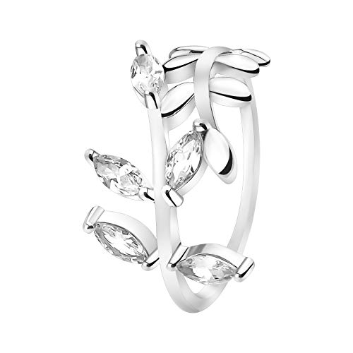 Sofia Milani - Damen Ring 925 Silber - mit Zirkonia Steinen - Blatt Ring - 10097-54 (17.2) von Sofia Milani