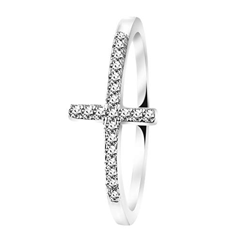 Sofia Milani - Damen Ring 925 Silber - mit Zirkonia Steinen - Kreuz Ring - 10092-50 (15.9) von Sofia Milani