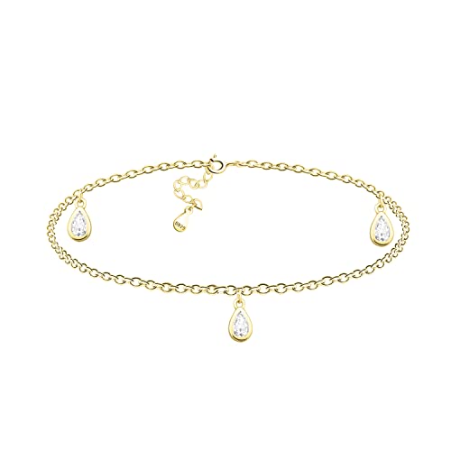 Sofia Milani - Damen Fußkette 925 Silber - vergoldet/golden - Zirkonia Anhänger - A0306 von Sofia Milani