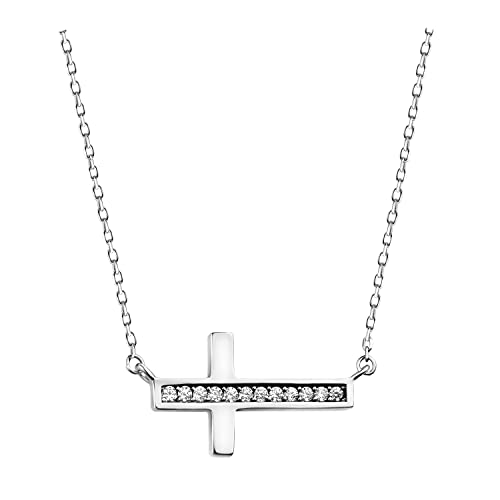 Sofia Milani - Damen Halskette 925 Silber - mit Zirkonia Steinen - Kreuz Anhänger - N0506 von Sofia Milani