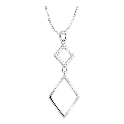 Sofia Milani - Damen Halskette 925 Silber - mit Zirkonia Steinen - Trapez Geometrie Anhänger - N0740 von Sofia Milani
