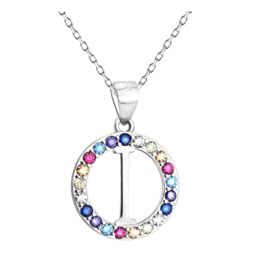 Sofia Milani - Damen Halskette 925 Silber - mit mehrfarbigen Zirkonia Steinen - Kreis Buchstabe I Anhänger - N0522 Sofia Milani - Damen Halskette 925 Silber - mit mehrfarbigen Zirkonia Steinen - Kreis Buchstabe I Anhänger - N0522 von Sofia Milani