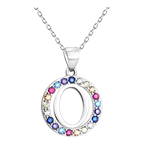 Sofia Milani - Damen Halskette 925 Silber - mit mehrfarbigen Zirkonia Steinen - Kreis Buchstabe O Anhänger - N0528 von Sofia Milani
