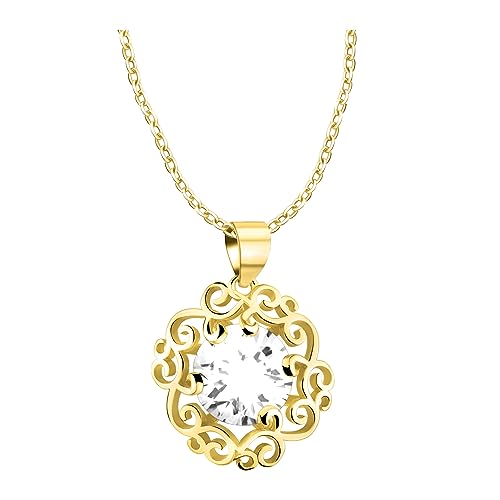 Sofia Milani - Damen Halskette 925 Silber - vergoldet/golden - mit Zirkonia Steinen - Blumen Ornamenten Anhänger - N0645 von Sofia Milani