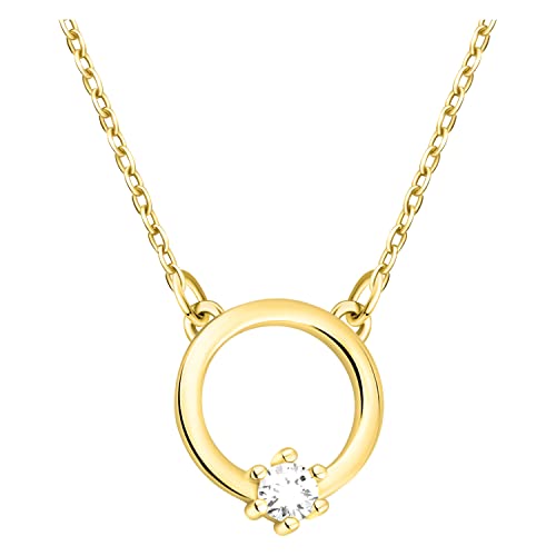 Sofia Milani - Damen Halskette 925 Silber - vergoldet/golden - mit Zirkonia Steinen - Kreis Anhänger - N0579 Sofia Milani - Damen Halskette 925 Silber - vergoldet/golden - mit Zirkonia Steinen - Kreis Anhänger - N0579 von Sofia Milani