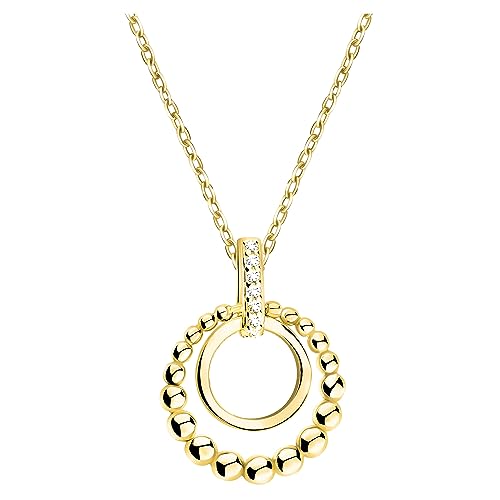 Sofia Milani - Damen Halskette 925 Silber - vergoldet/golden - mit Zirkonia Steinen - Kugel Kreis Anhänger - N0659 von Sofia Milani