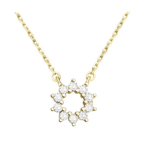 Sofia Milani - Damen Halskette 925 Silber - vergoldet/golden - mit Zirkonia Steinen - Sonnen Kreis Anhänger - N0454 von Sofia Milani