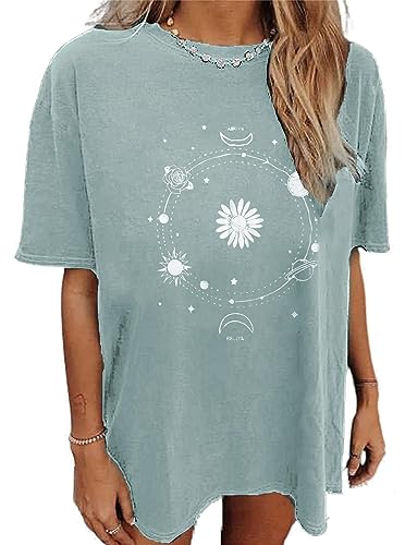 Sofia's Choice Damen Oversize Kurzarm T Shirt Rundhals Loose Top Casual Sommer Oberteile Green M von Sofia's Choice