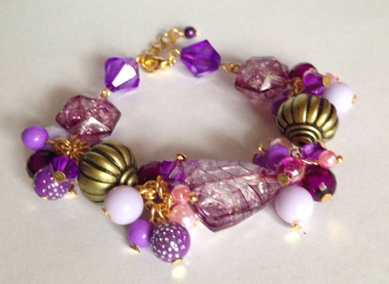 Lila Cluster Perlen Armband Lila Cluster Perlen Armband von SofiaFerreiraDesigns