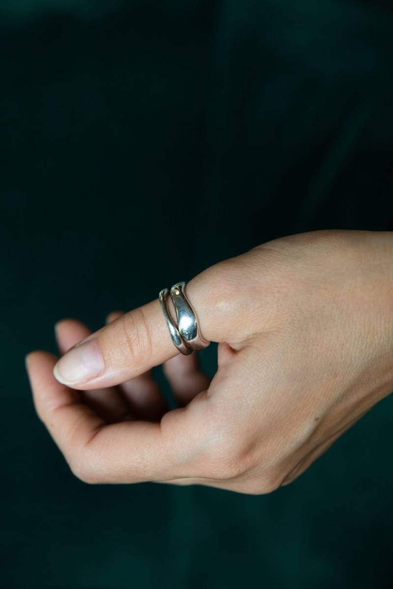 Isla Doppelring, Daumen Ring Frauen, Silber, Sterling Ring, Schichtring, Doppel Bandring, Breiter von SofiaKovJewelry