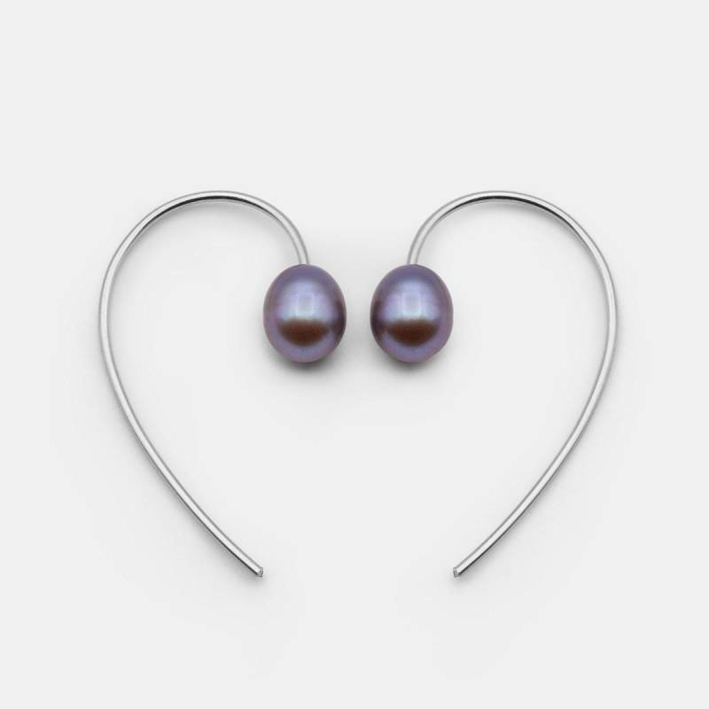 Natürliche Schwarze Perlenohrringe, 925 Sterling Silber, Dunkle Elegante Ohrringe, Zarte Drahtohrringe, Zierliche Perlenohrringe von SofiaKovJewelry