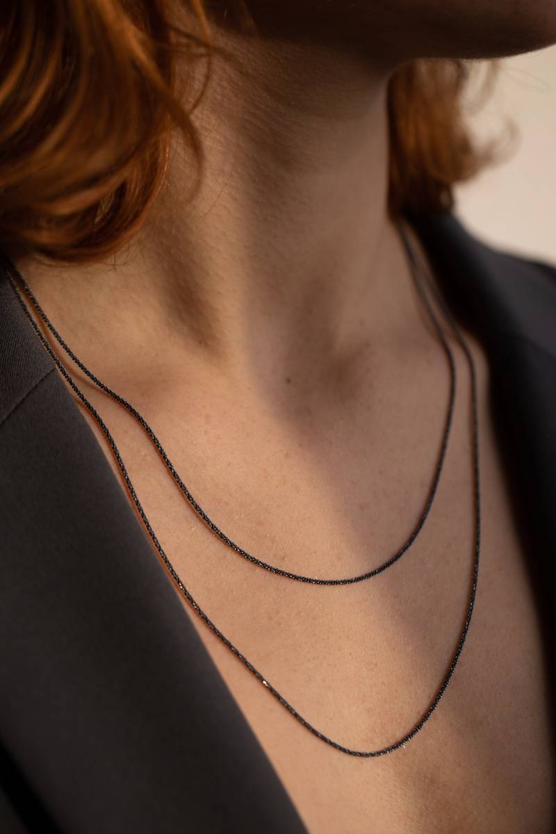 Schwarze Halskette, Oxidierte Silberkette, Doppellagige 2 Ketten Stapelkettenset, Halsketten, 925 Schwarze Halskette, Oxidierte Silberkette, Doppellagige 2 Ketten Stapelkettenset, Halsketten, 925 von SofiaKovJewelry