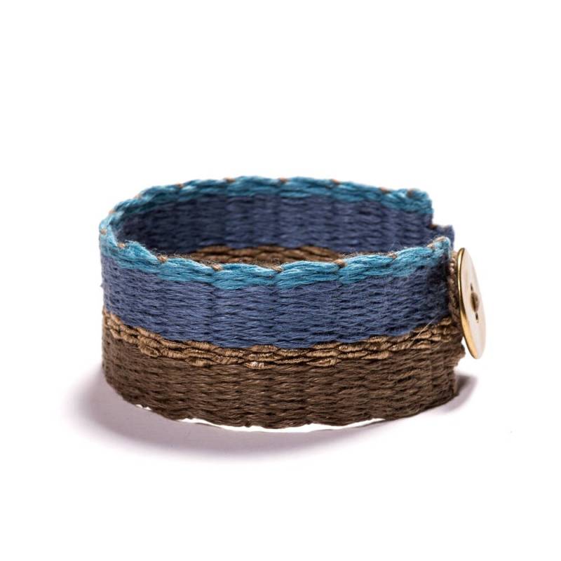 Handgewebtes Armband, Statement Limitierte Auflage, Textilschmuck, Kunstschmuck, Handgewebter Schmuck, Blaues Armband von SofiaPaschou