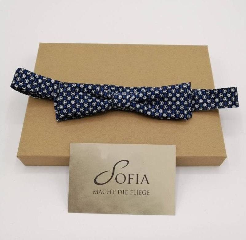 Fliege Blau Gemustert, Bow Tie, Schmal, Viskose, Handgefertigt, Unikat von SofiamachtdieFliege
