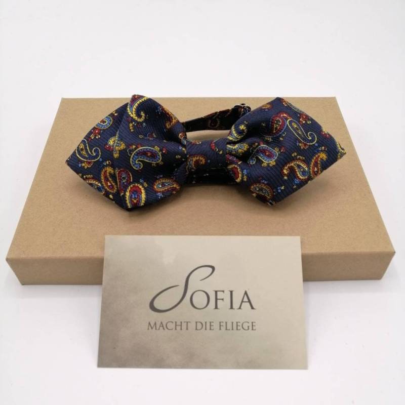 Fliege Seide Paisley, Bow Tie, Handgefertigt, Dunkelblau, Upcycling, Unikat, Einzelstück, Sofia Macht Die Fliege, Sofiamachtdiefliege von SofiamachtdieFliege