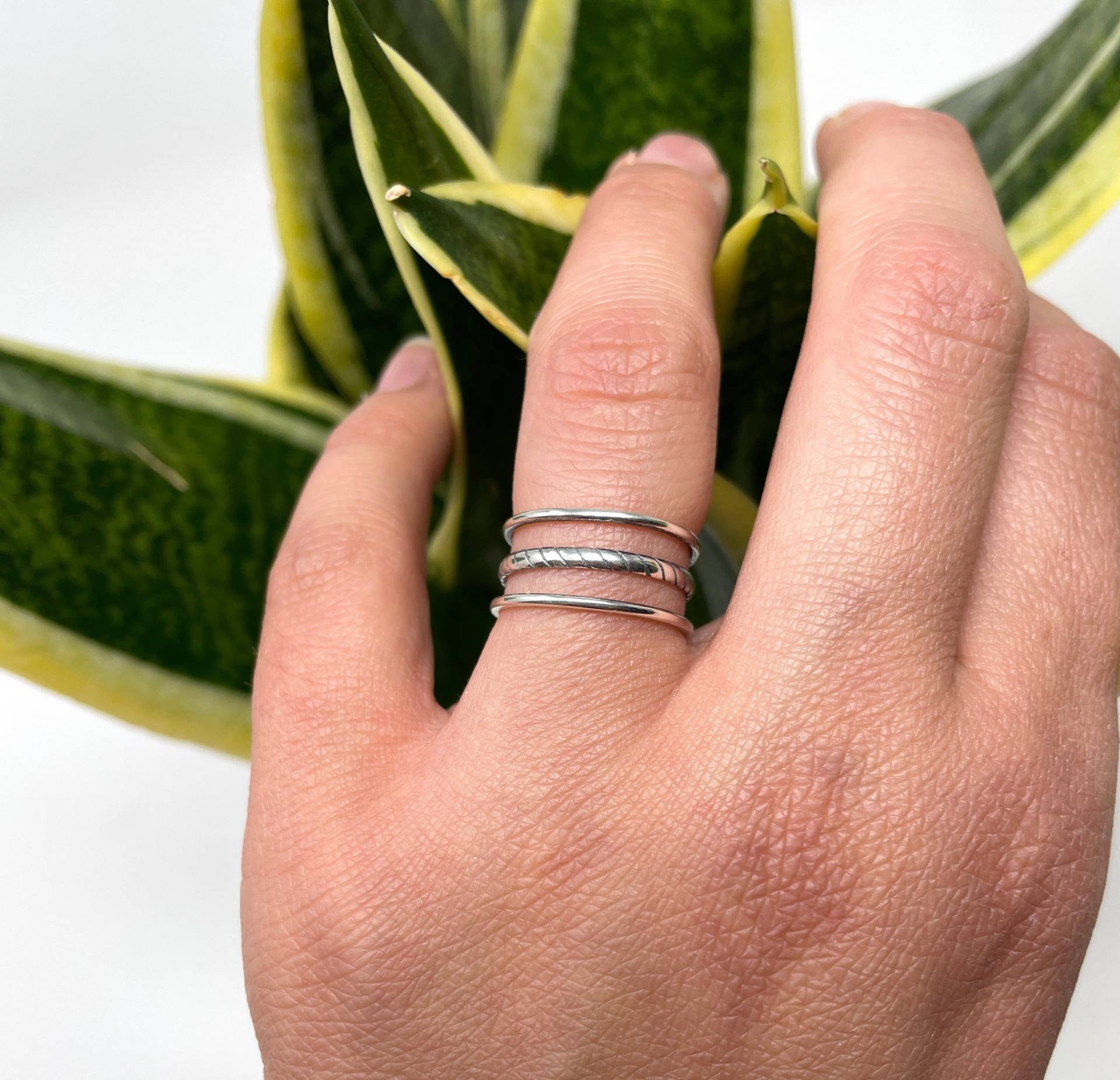 925 Sterling Silber Verdrehter Ring, Dreifachband, Geflochtener Twist Seil Boho Verstellbarer Offener Ringe Für Frauen Männer von SofiasSilver