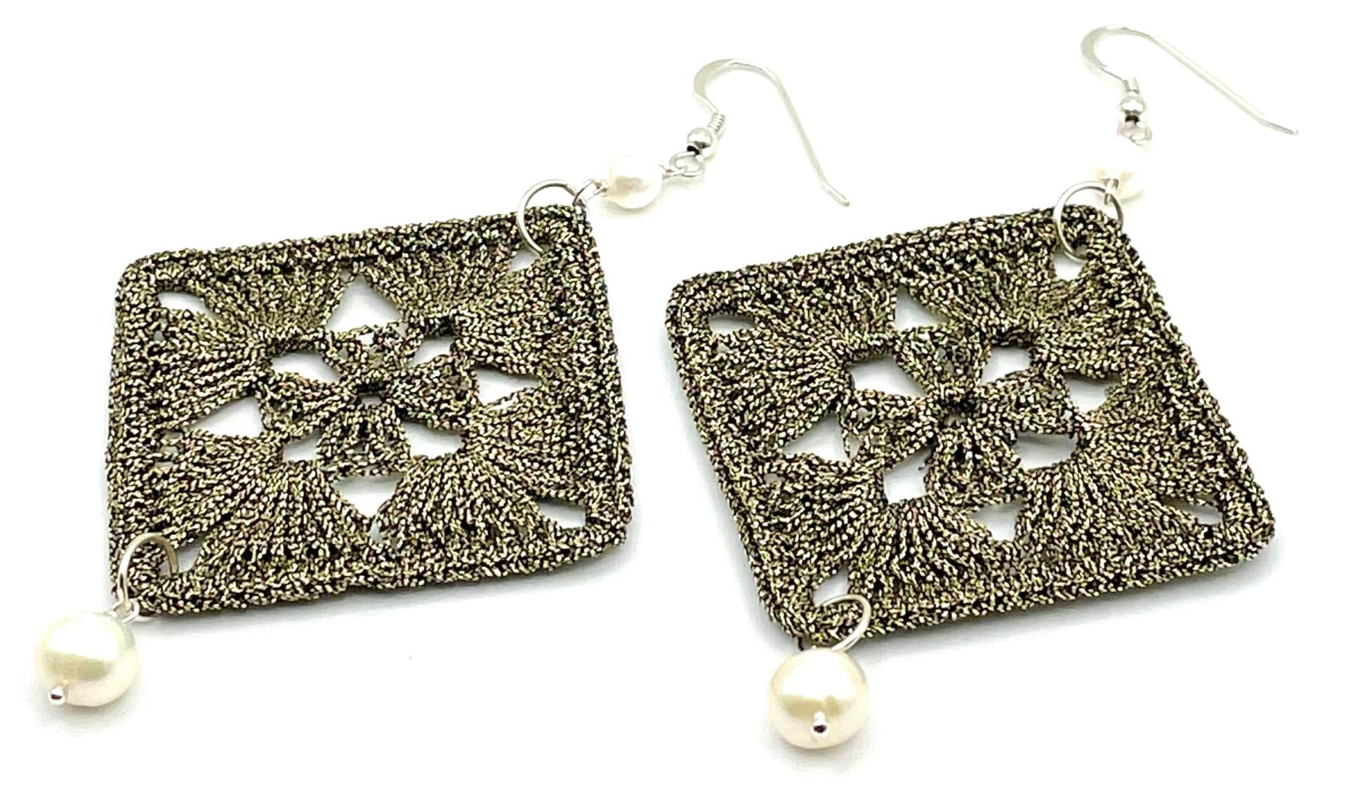 Große Boho Ohrringe, Gehäkelte Ohrhänger Mit Süßwasserperlen, 925 Sterling Silber, Steinschmuck, Moderner Stil, Uk Geschenk Für Sie von Sofiasbijoux