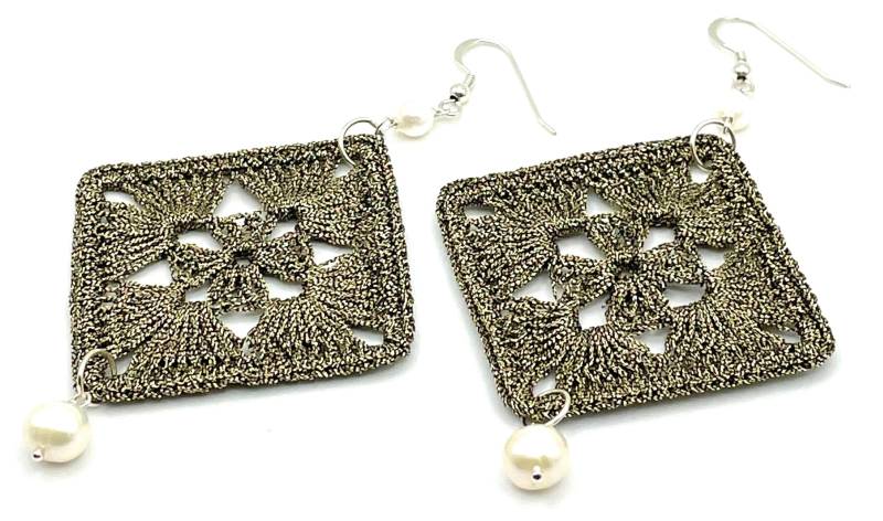 Große Boho Ohrringe, Gehäkelte Ohrhänger Mit Süßwasserperlen, 925 Sterling Silber, Steinschmuck, Moderner Stil, Uk Geschenk Für Sie von Sofiasbijoux