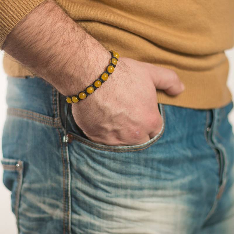 Gelbes Aventurin Armband Für Männer Handgefertigtes Makramee Perlenarmband von SofiastyleByGeorgi