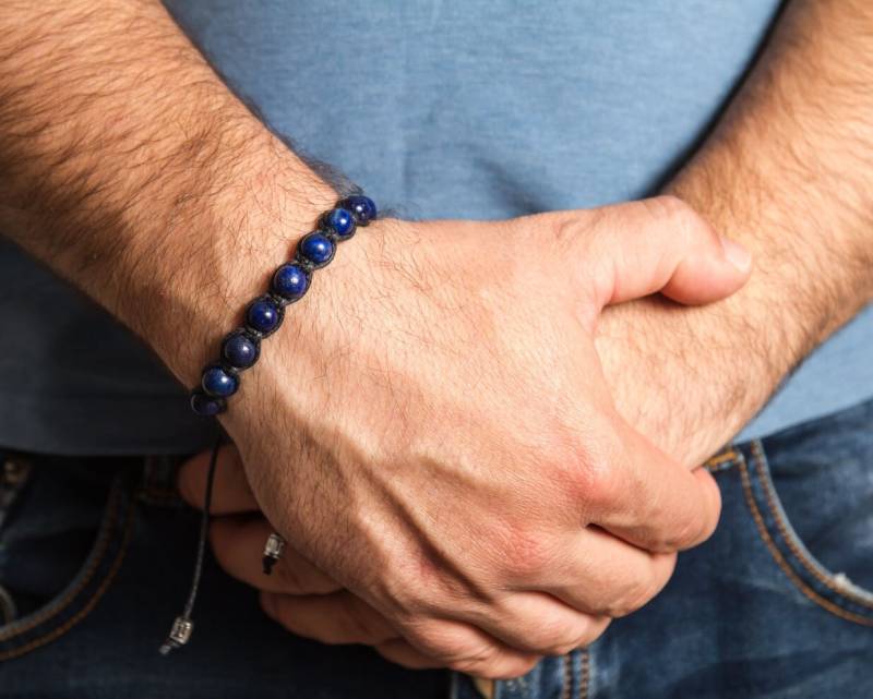 Handgefertigtes Lapis Lazuli Armband Für Männer Perlen Schmuck von SofiastyleByGeorgi