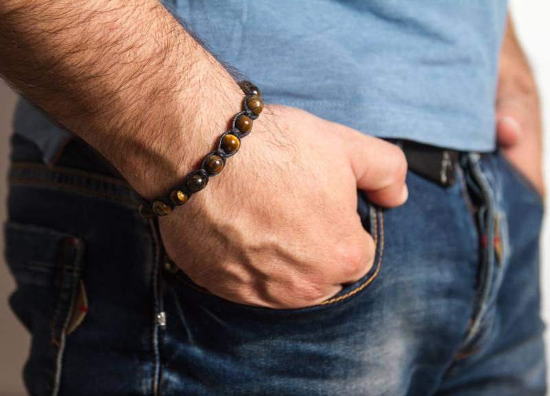 Tigerauge Herren Armband Edelstein, Herrenarmband. Freude, Fülle Und Mut Stein Der Heilung von SofiastyleByGeorgi