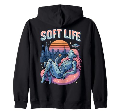 Soft Life Robot Girl Retrofuture City Retro-Y2K-Ästhetik Kapuzenjacke Soft Life Robot Girl Retrofuture City Retro-Y2K-Ästhetik Kapuzenjacke von Soft Life Y2K Vaporwave Retrofuturism Robot Art