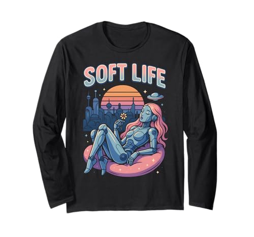 Soft Life Robot Girl Retrofuture City Retro-Y2K-Ästhetik Langarmshirt Soft Life Robot Girl Retrofuture City Retro-Y2K-Ästhetik Langarmshirt von Soft Life Y2K Vaporwave Retrofuturism Robot Art