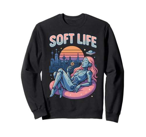 Soft Life Robot Girl Retrofuture City Retro-Y2K-Ästhetik Sweatshirt Soft Life Robot Girl Retrofuture City Retro-Y2K-Ästhetik Sweatshirt von Soft Life Y2K Vaporwave Retrofuturism Robot Art