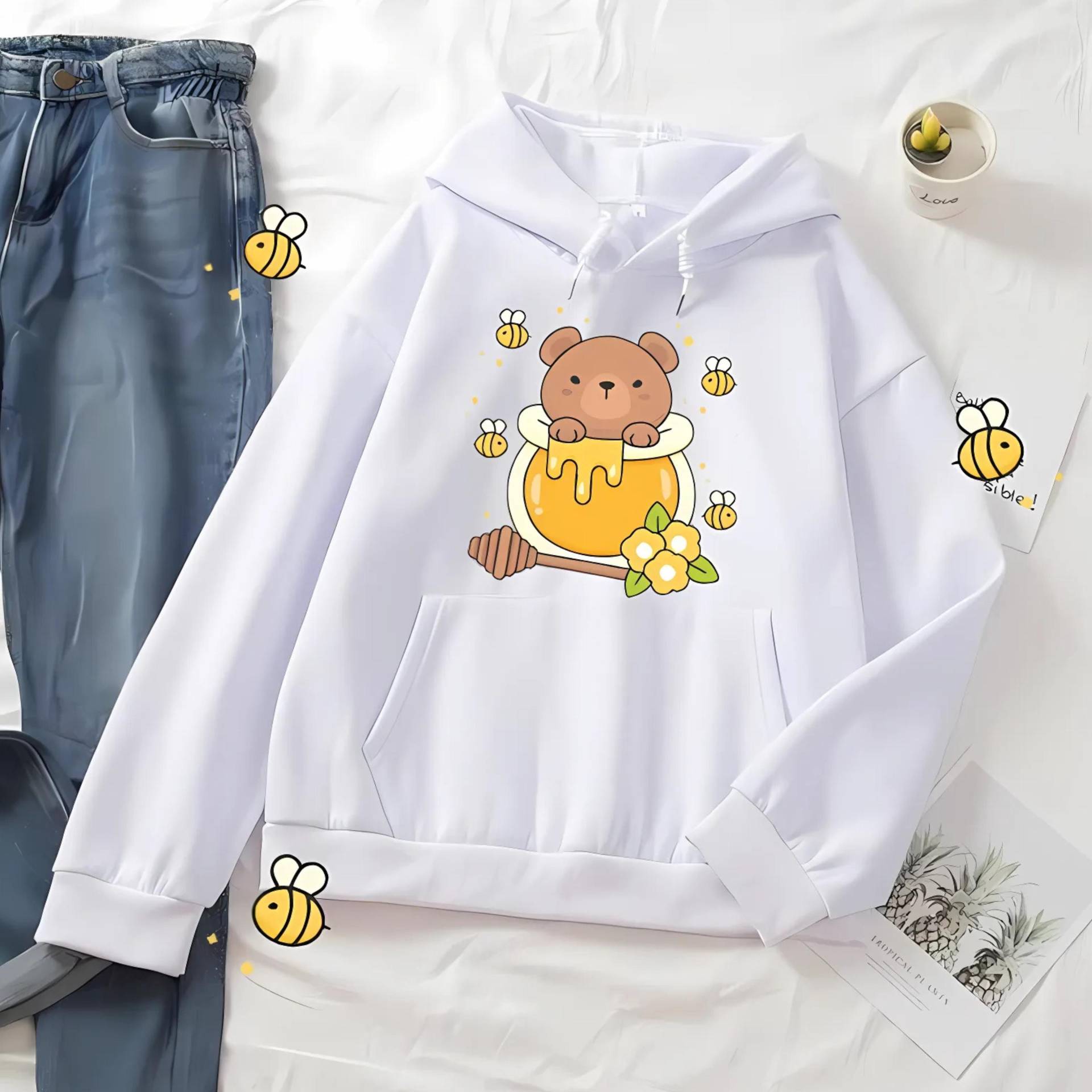 Kawaii Bär Und Bienen Hoodie - Süßer Honig Design Niedlicher Pullover Harajuku Fashion Cottagecore Jfashion Teddy Bear Kawaii Bär Und Bienen Hoodie - Süßer Honig Design Niedlicher Pullover Harajuku Fashion Cottagecore Jfashion Teddy Bear von SoftAestheticCottage