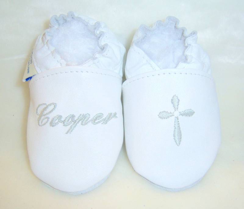 Taufe, Schuhe, Leder Babyschuhe Personalisierte Handmade, Weichen Soled Weiss Taufe Schuhe Monogram von SoftSoulBabyShoes